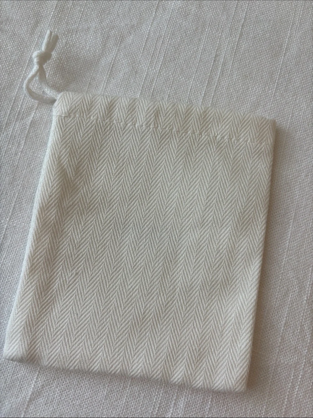 J. Crew Jewelry Travel Cream Herringbone Drawstring Pouch NEW